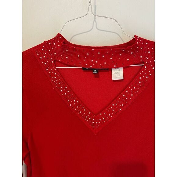Alison Andrews red sweater dress with sparkles Plus 1X - Picture 3 of 11